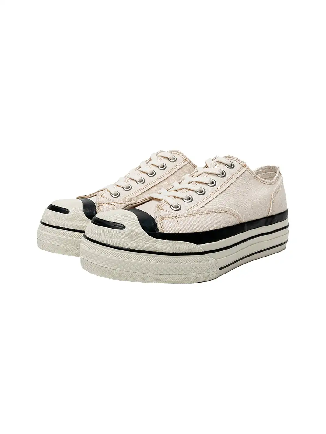 T/C MADE│016b Classic Jack Purcell Style Smiley-Toe Canvas Sneakers-White