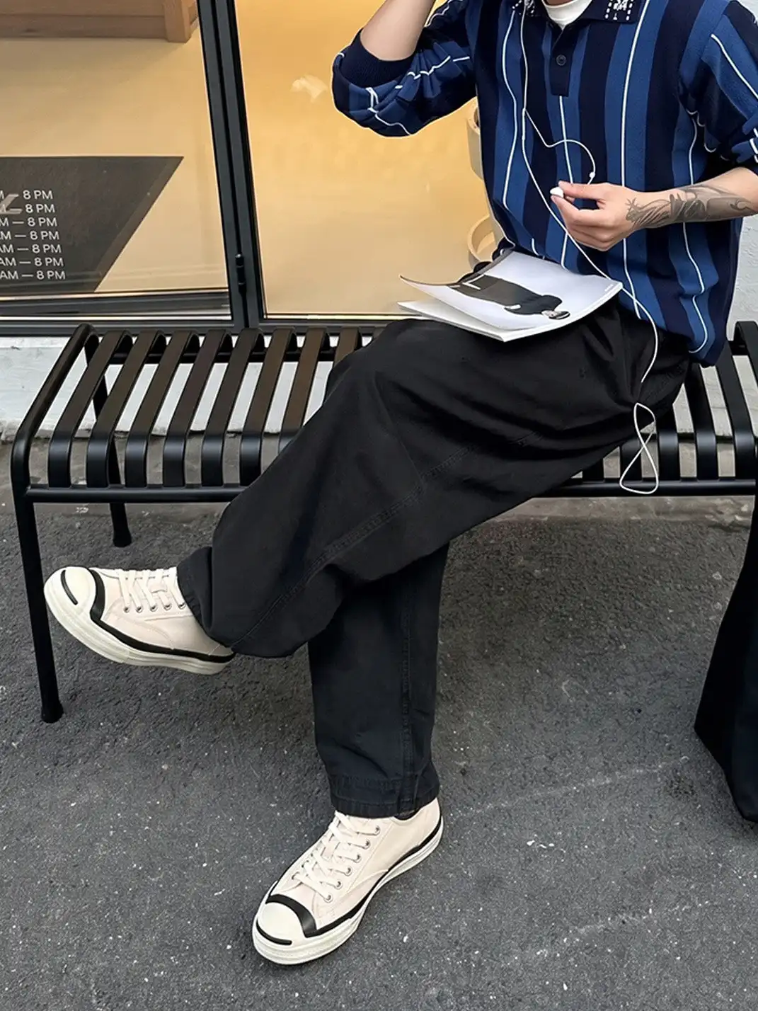 T/C MADE│016b Classic Jack Purcell Style Smiley-Toe Canvas Sneakers-White