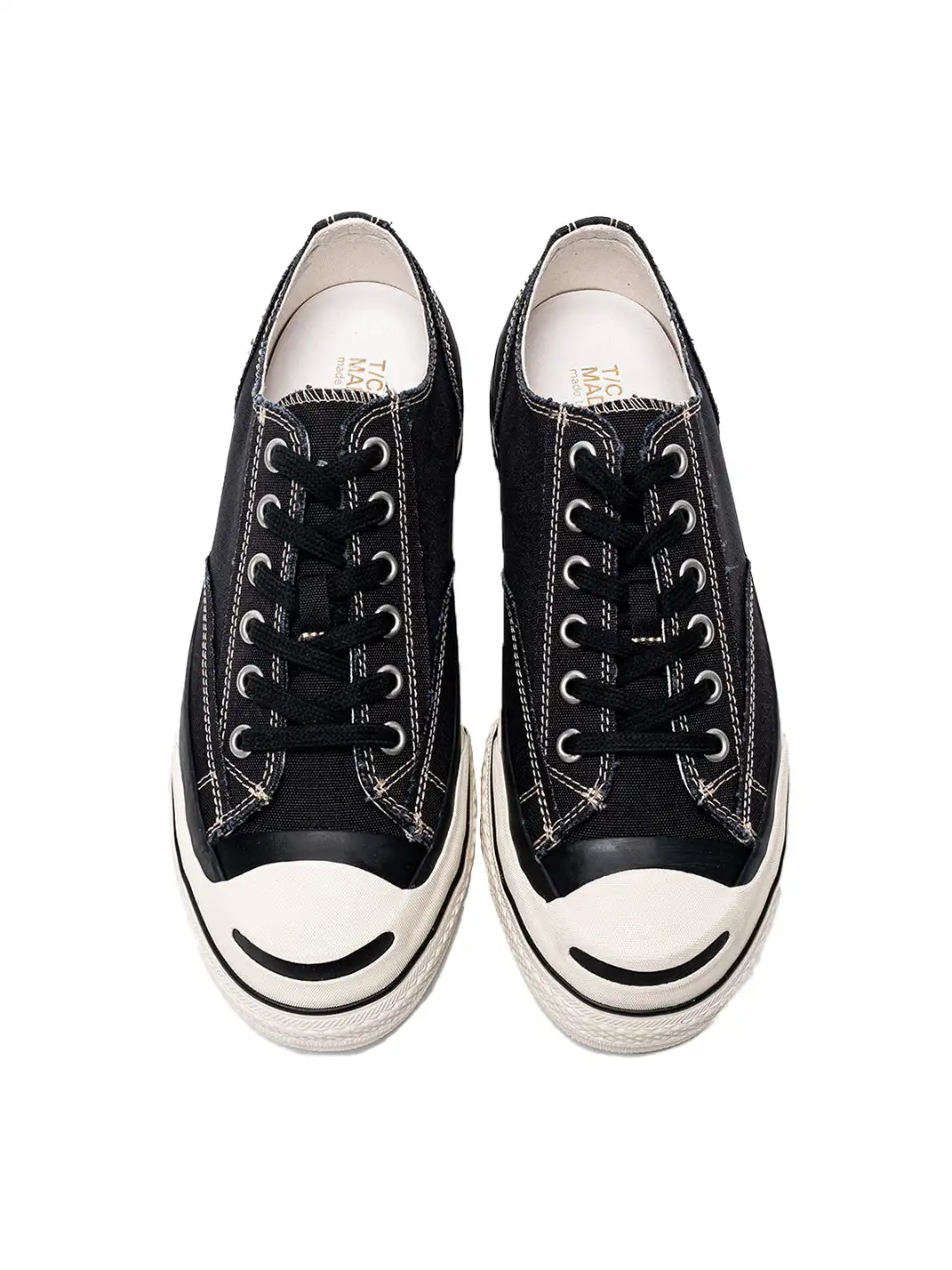 T/C MADEā016b Classic Jack Purcell Style Smiley-Toe Canvas Sneakers-Black