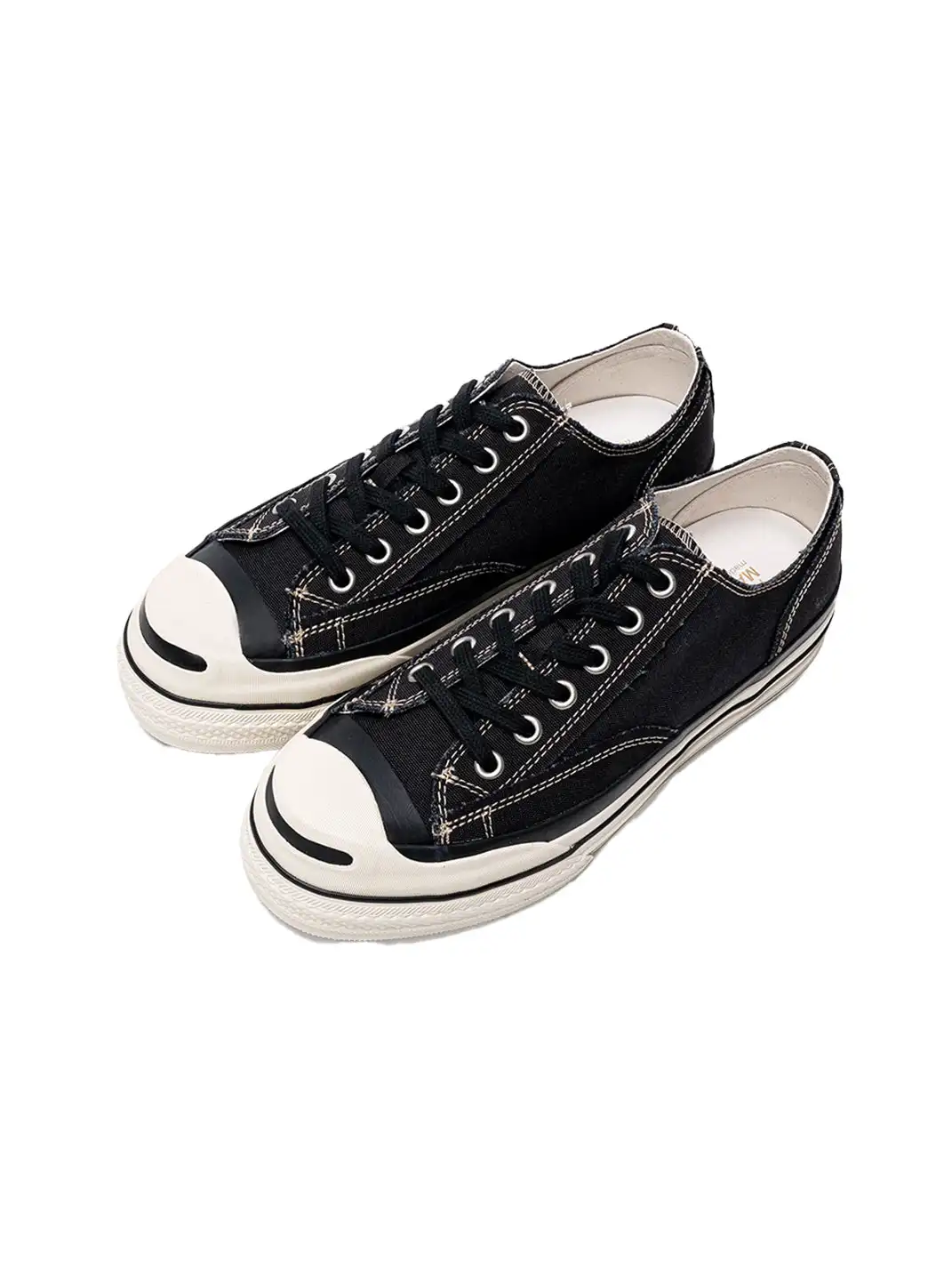 T/C MADEā016b Classic Jack Purcell Style Smiley-Toe Canvas Sneakers-Black