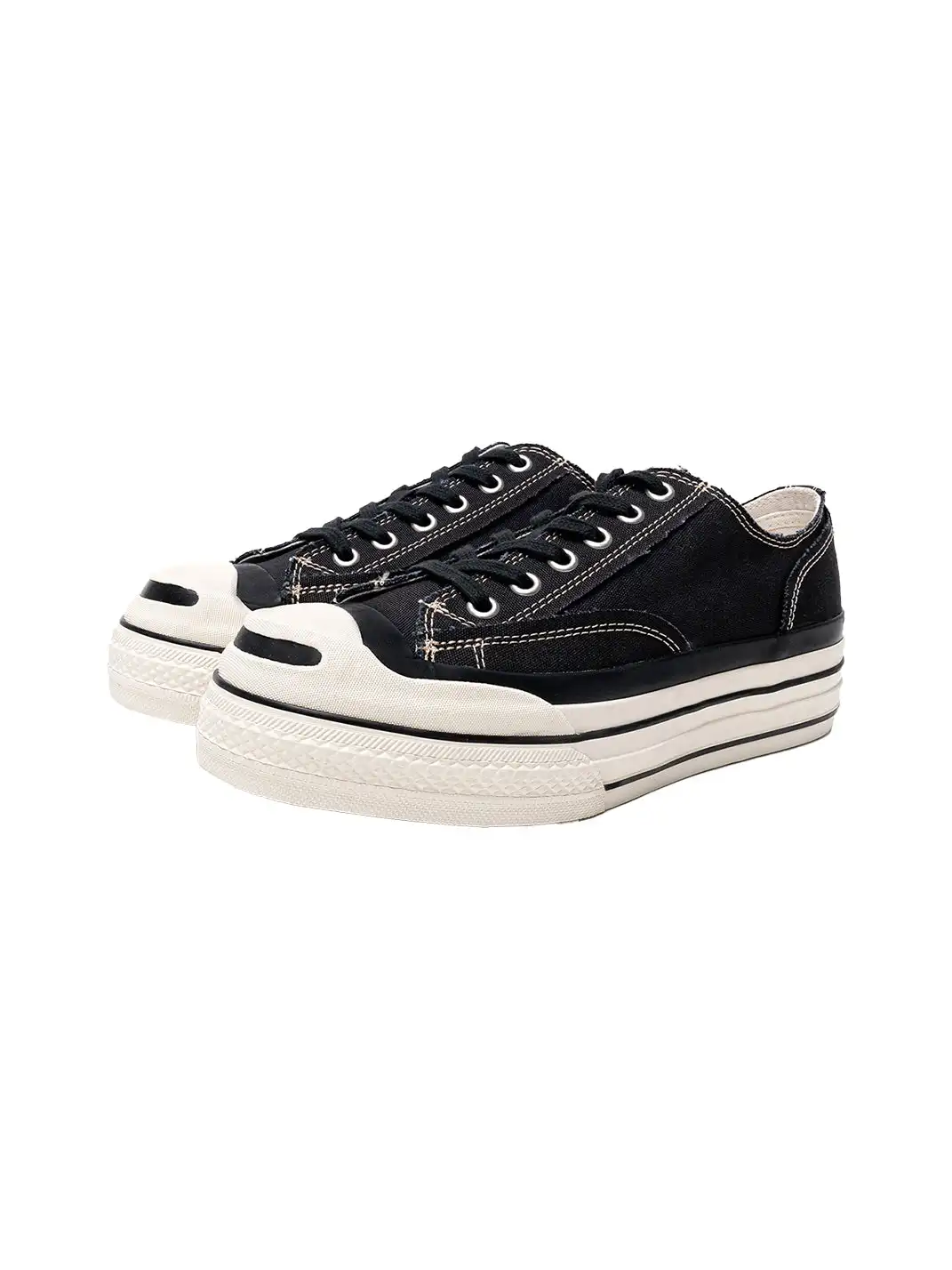 T/C MADEā016b Classic Jack Purcell Style Smiley-Toe Canvas Sneakers-Black