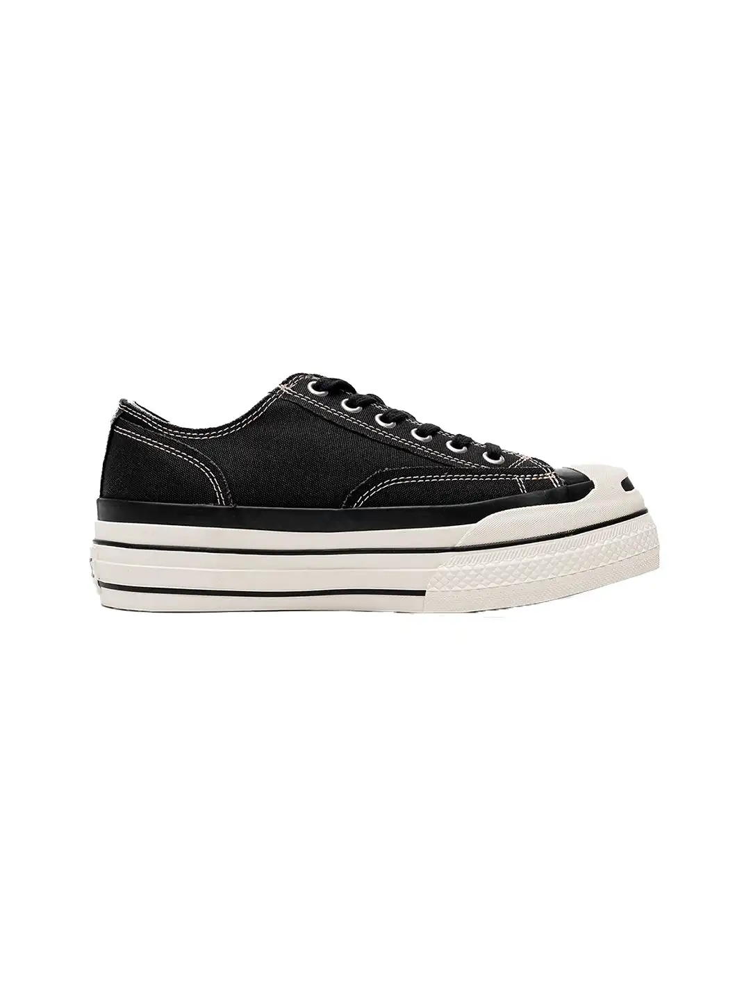 T/C MADEā016b Classic Jack Purcell Style Smiley-Toe Canvas Sneakers-Black