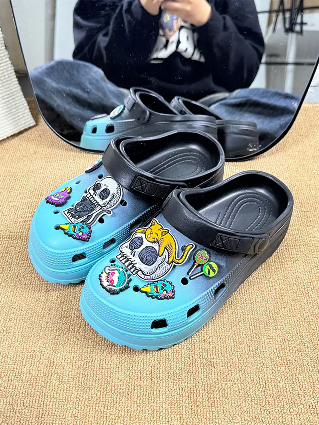 UNFAIR | Skull EVA Platform Covered-Toe Beach Clogs