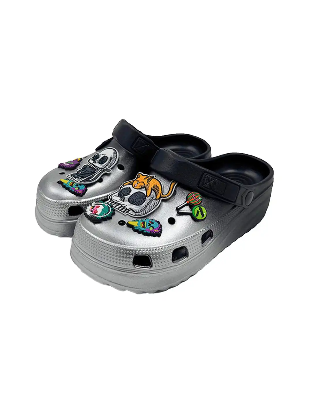 UNFAIR | Skull EVA Platform Covered-Toe Beach Clogs