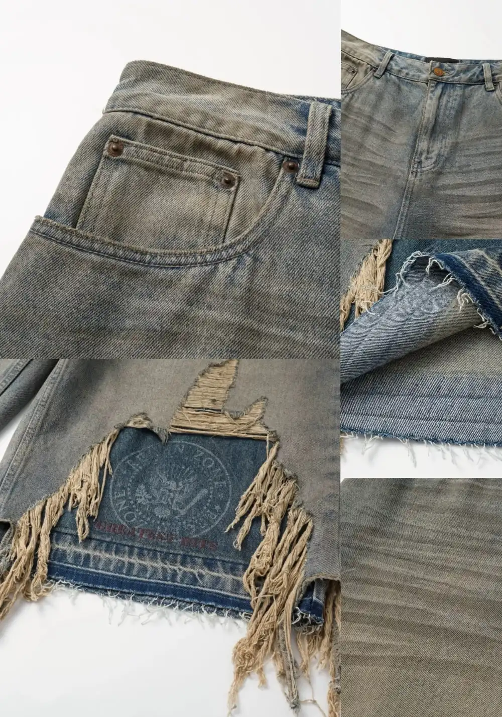 REGEN ZONE | "RIOT" Samurai Distressed Patchwork Cropped Pants