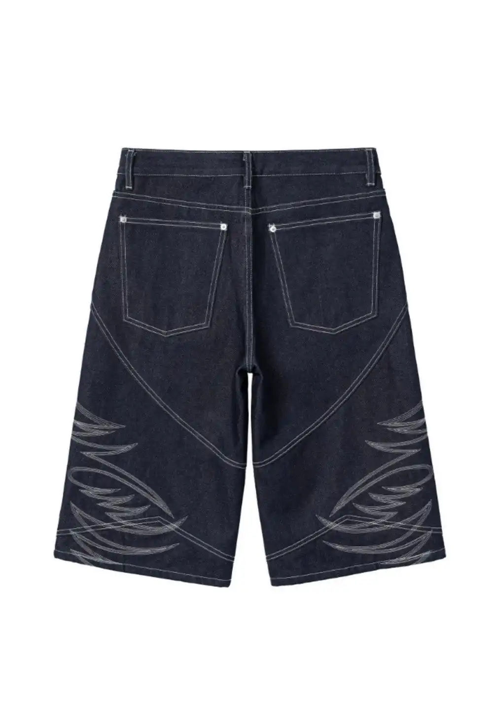REGEN ZONE | "RIOT" Armor Embroidered Raw Denim Shorts