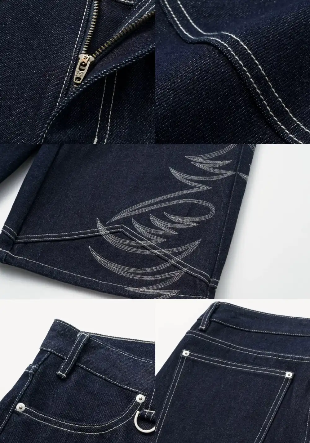 REGEN ZONE | "RIOT" Armor Embroidered Raw Denim Shorts