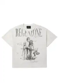 REGEN ZONE | "RIOT" Love Art Pearl White Distressed Tee