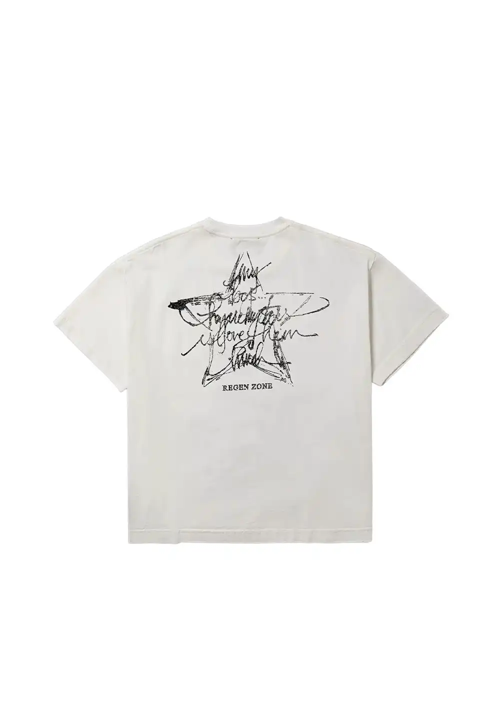 REGEN ZONE | "RIOT" Love Art Pearl White Distressed Tee