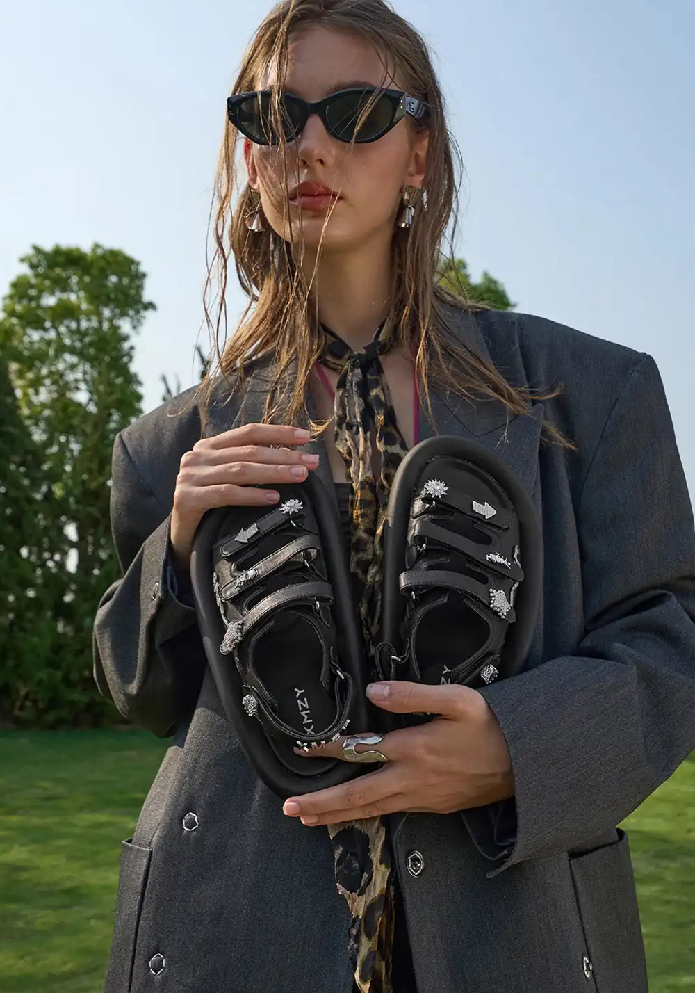 XMZY | Year of Snake Metal Sandals-Black