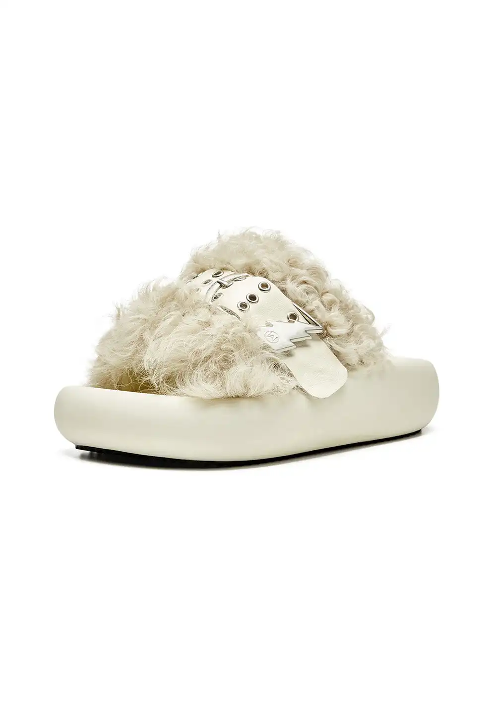 XMZY | Wool Blend Fashion Slides-White