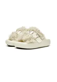 XMZY | Wool Blend Fashion Slides-White
