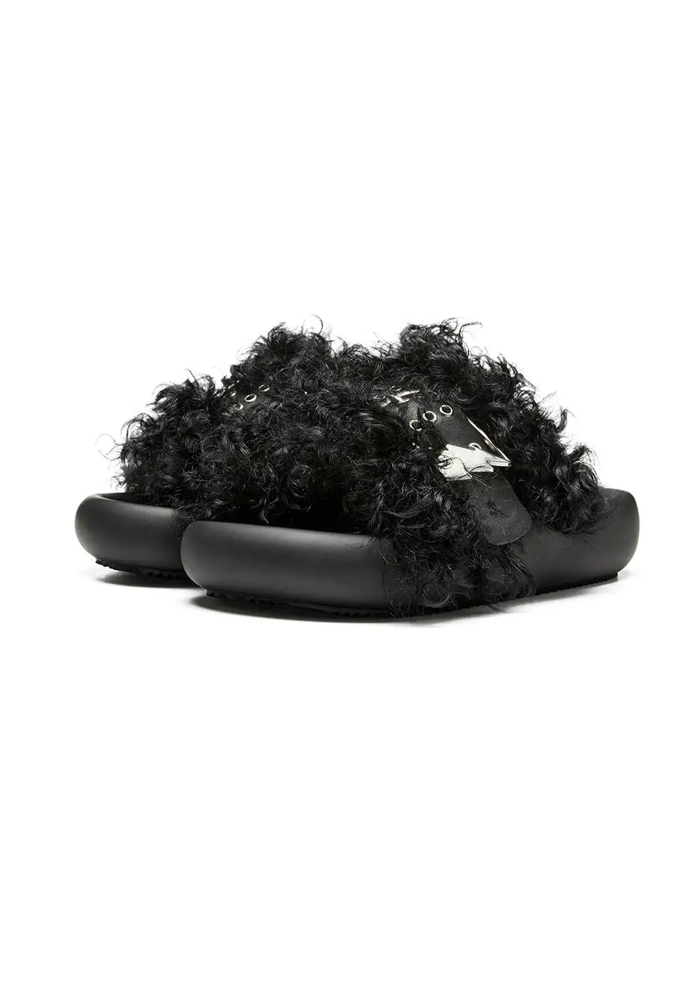 XMZY | Wool Blend Fashion Slides-Black
