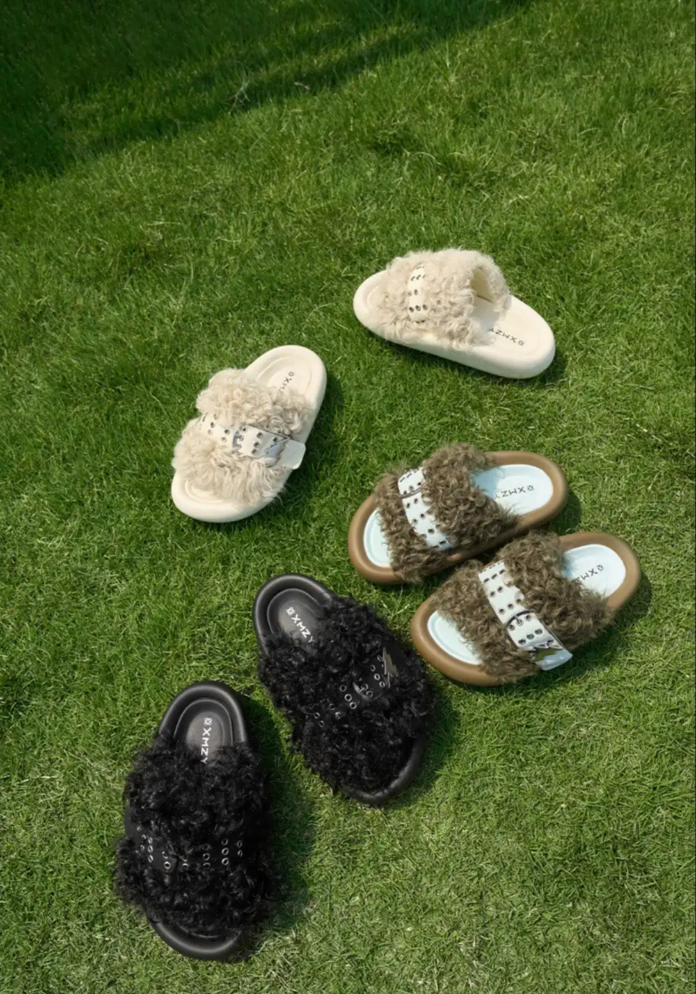 XMZY | Wool Blend Fashion Slides-Green