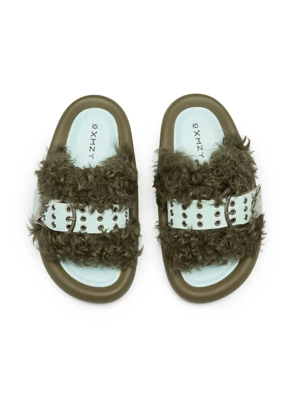 XMZY | Wool Blend Fashion Slides-Green