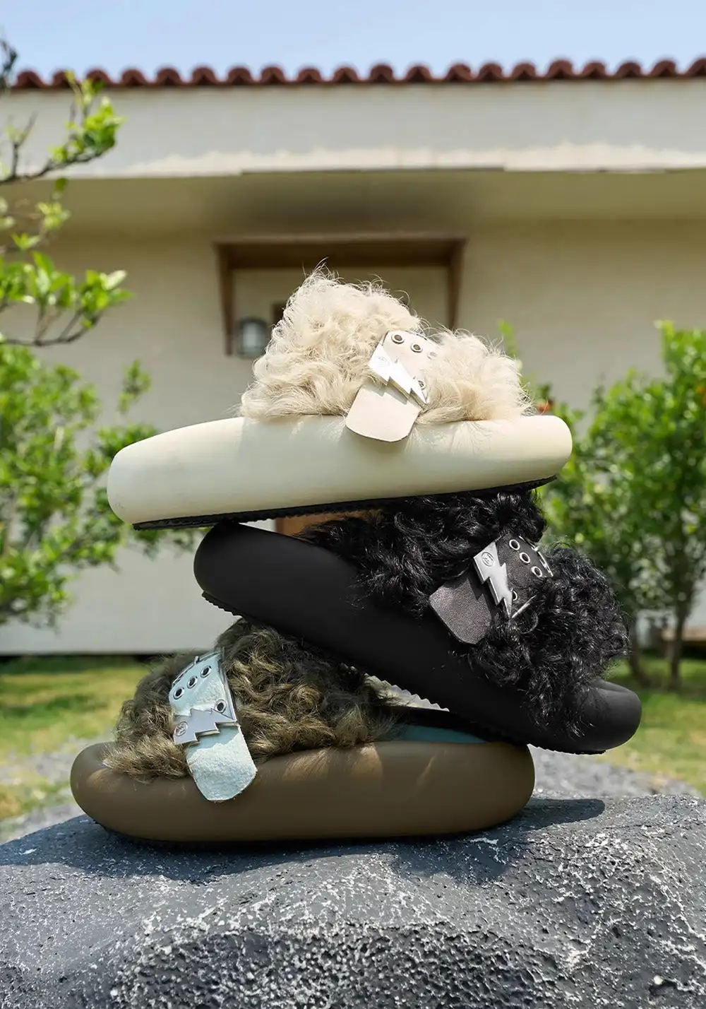 XMZY | Wool Blend Fashion Slides-Green