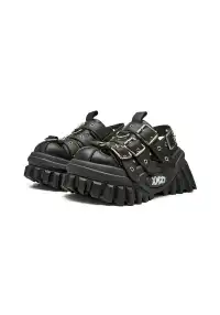 XMZY | Metallic Punk Platform Sandals-Black