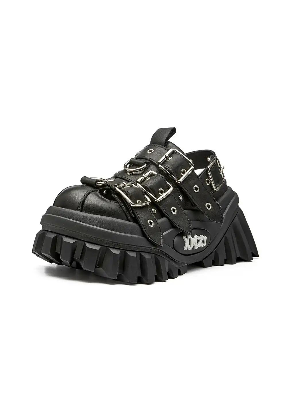 XMZY | Metallic Punk Platform Sandals-Black