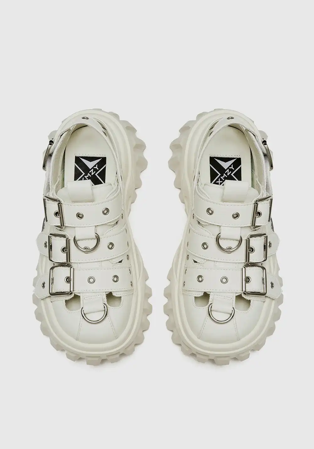 XMZY | Metallic Punk Platform Sandals-White