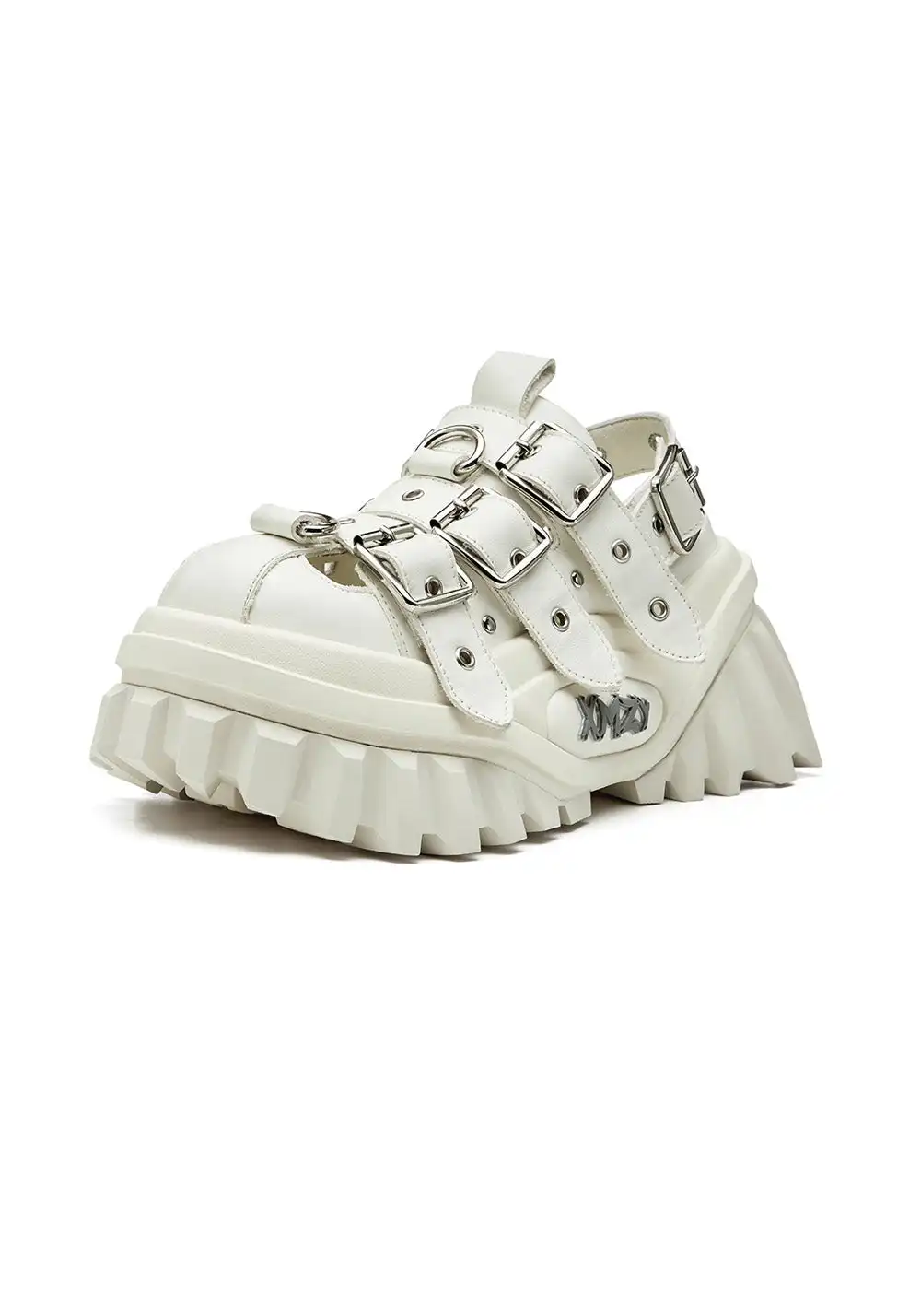 XMZY | Metallic Punk Platform Sandals-White