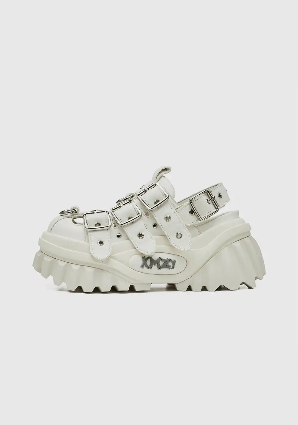 XMZY | Metallic Punk Platform Sandals-White