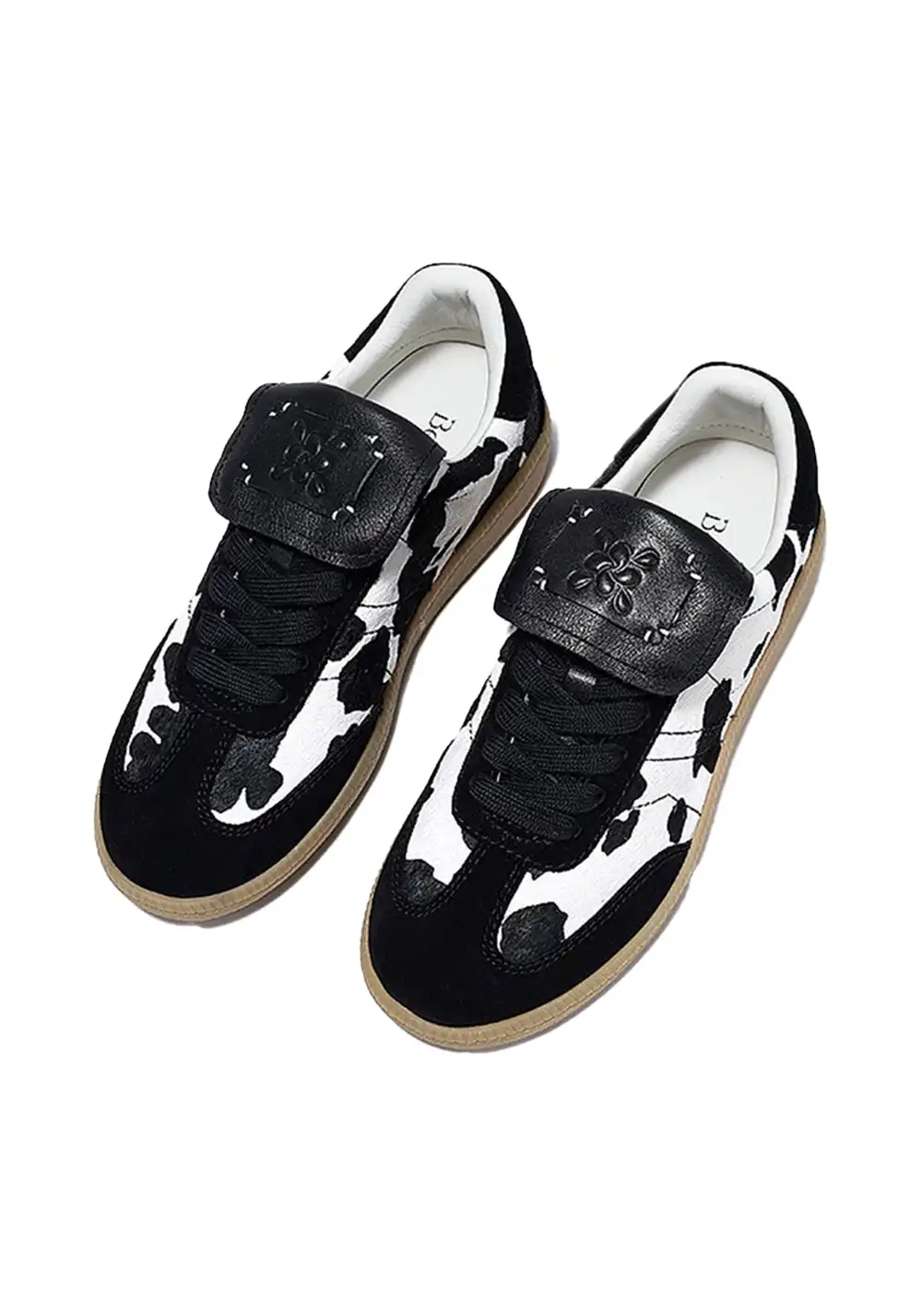 BellaLily丨Milk Print Casual Sneakers-Vintage Style-Black