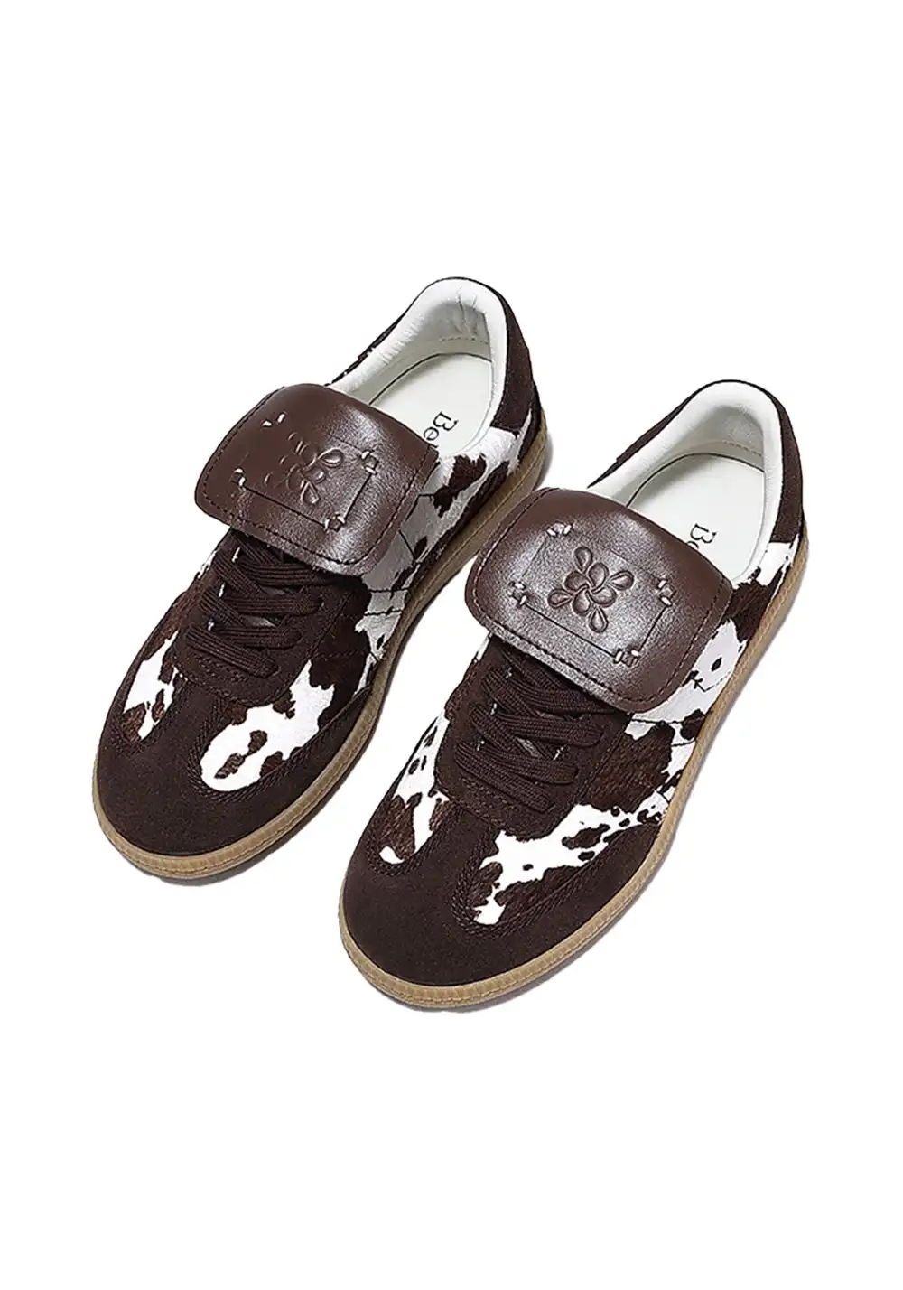 BellaLily丨Milk Print Casual Sneakers-Vintage Style-Brown