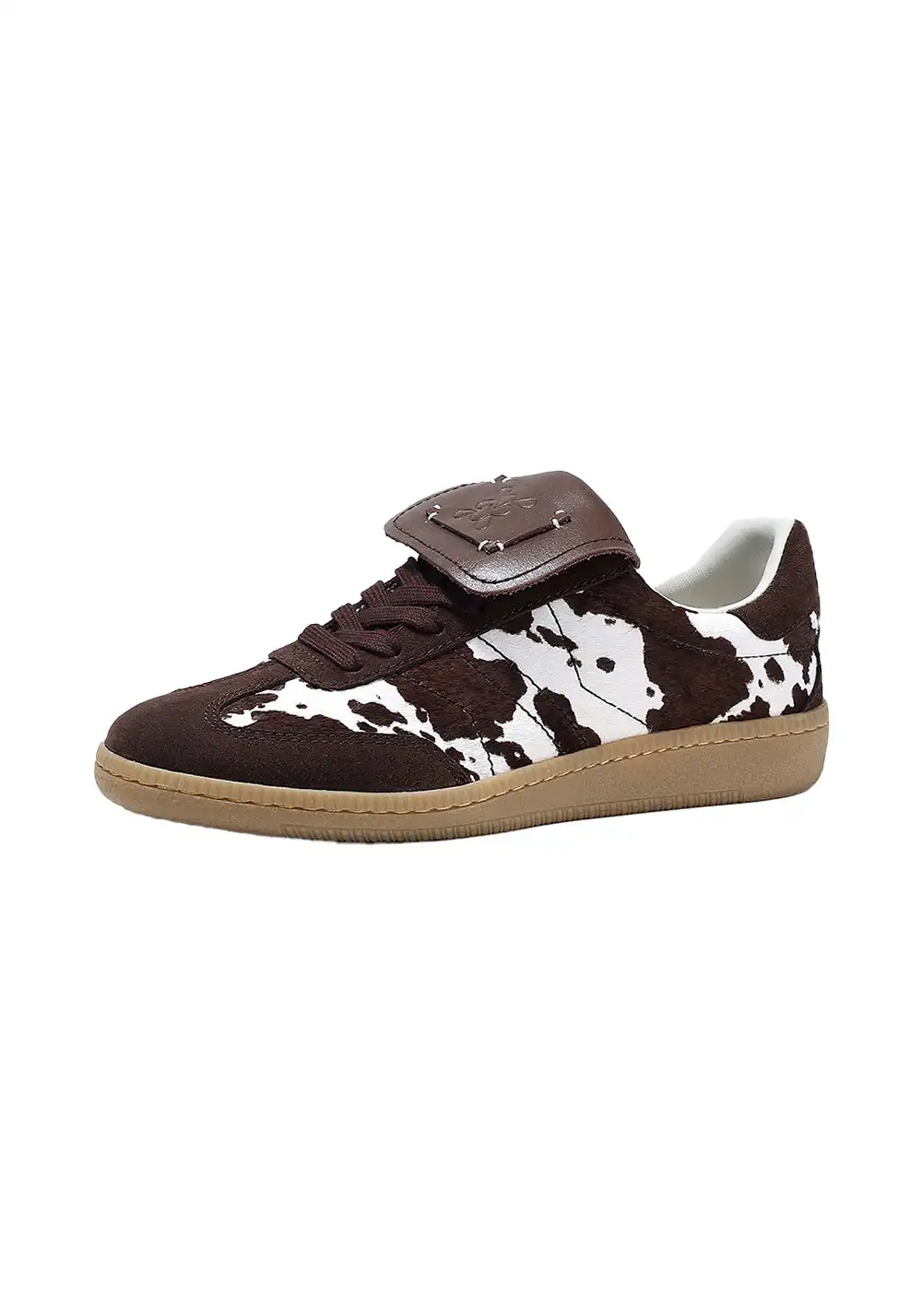 BellaLily丨Milk Print Casual Sneakers-Vintage Style-Brown