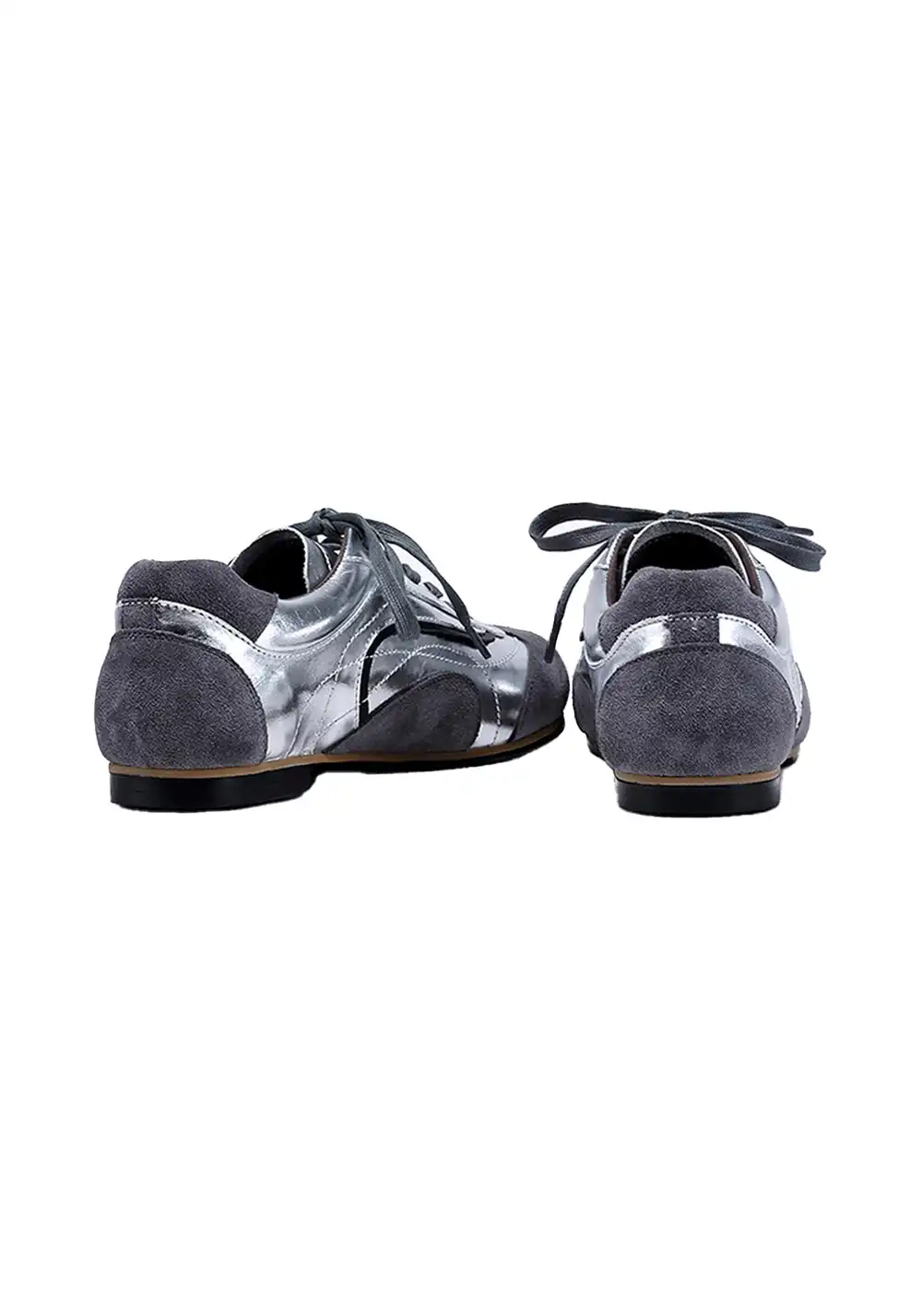 BellaLily丨Leather-Paneled Minimalist Training Shoes-White&Gray