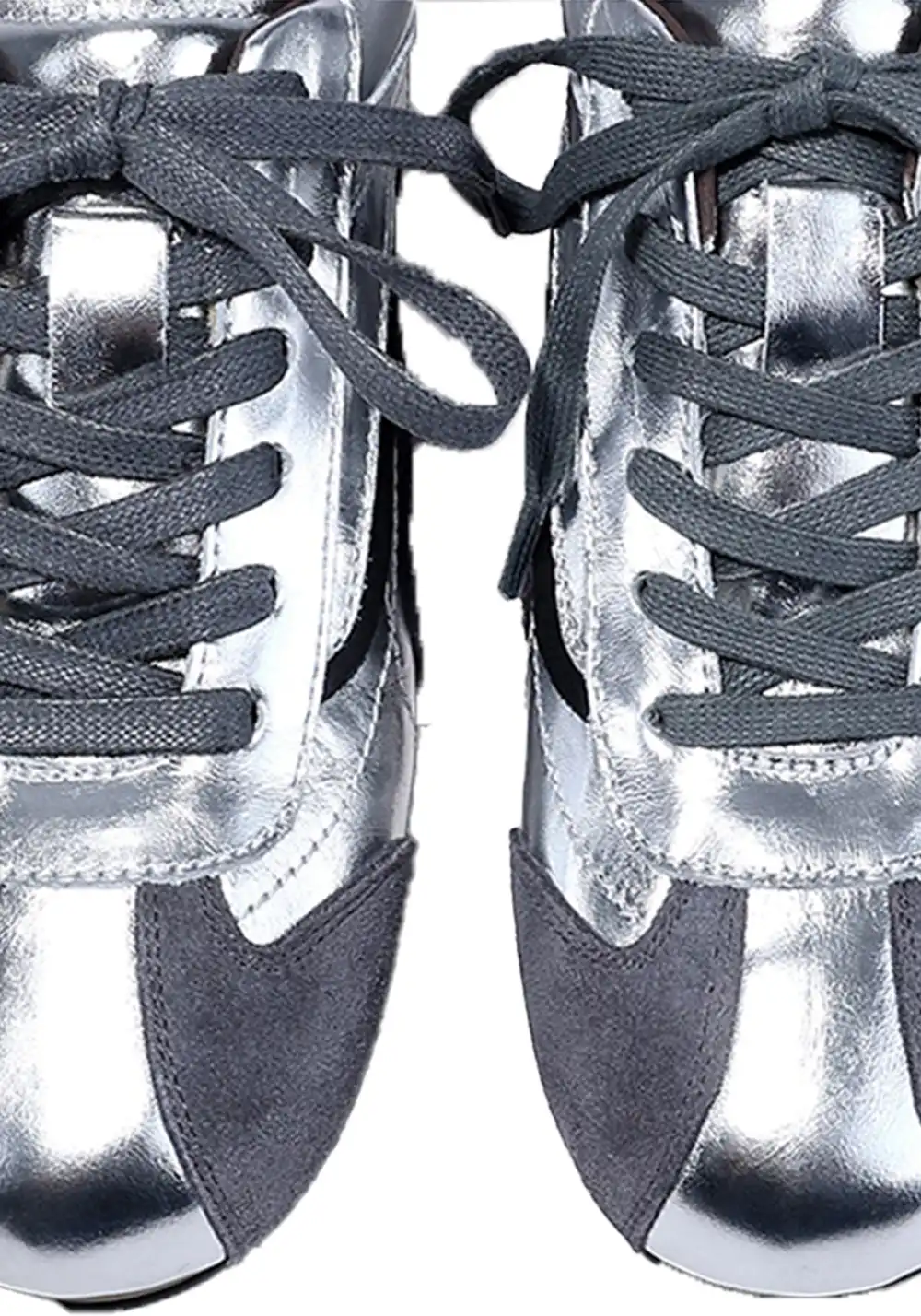BellaLily丨Leather-Paneled Minimalist Training Shoes-White&Gray