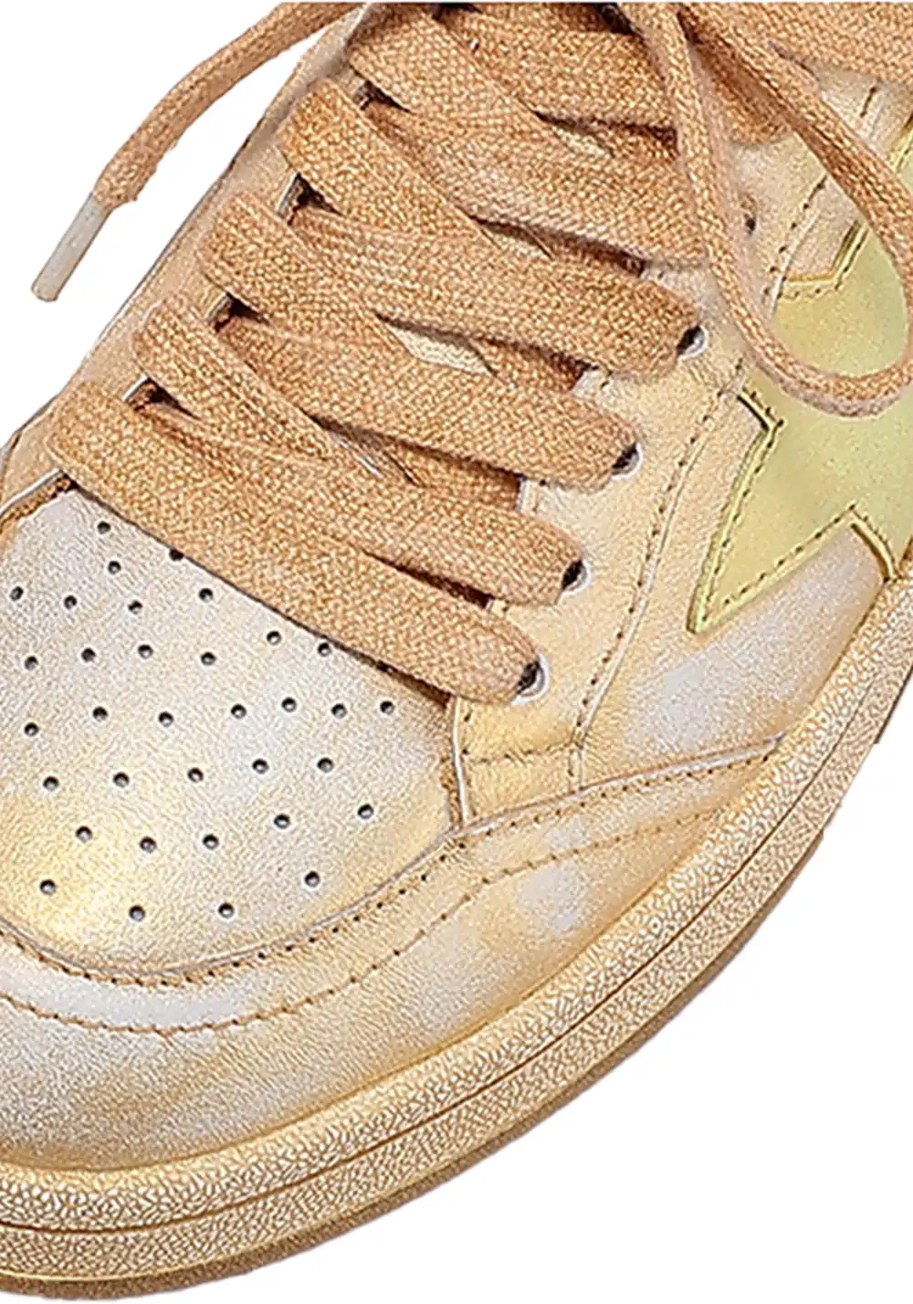 BellaLily丨Distressed Star-Embellished Dirty Sneakers-Yellow
