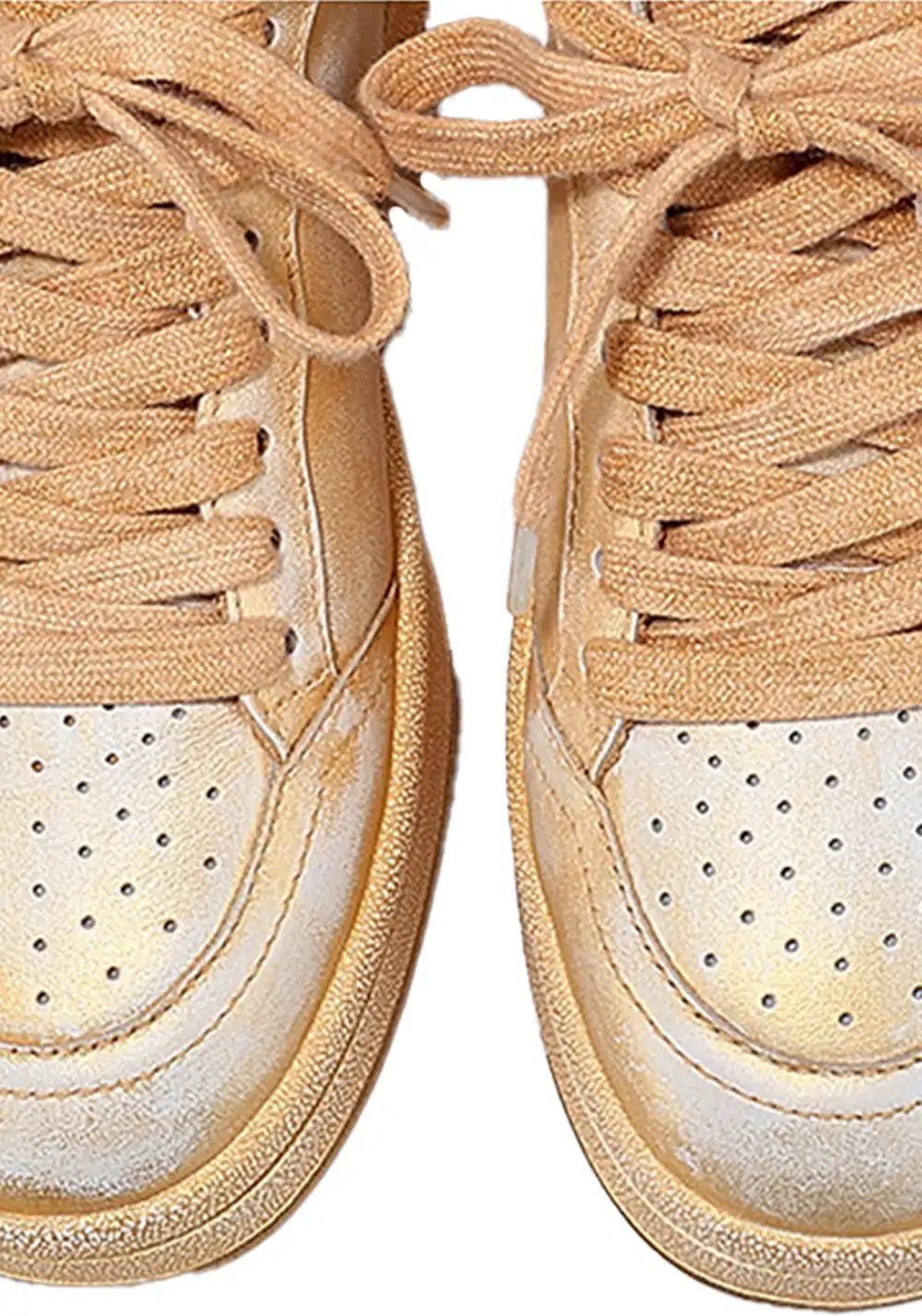 BellaLily丨Distressed Star-Embellished Dirty Sneakers-Yellow