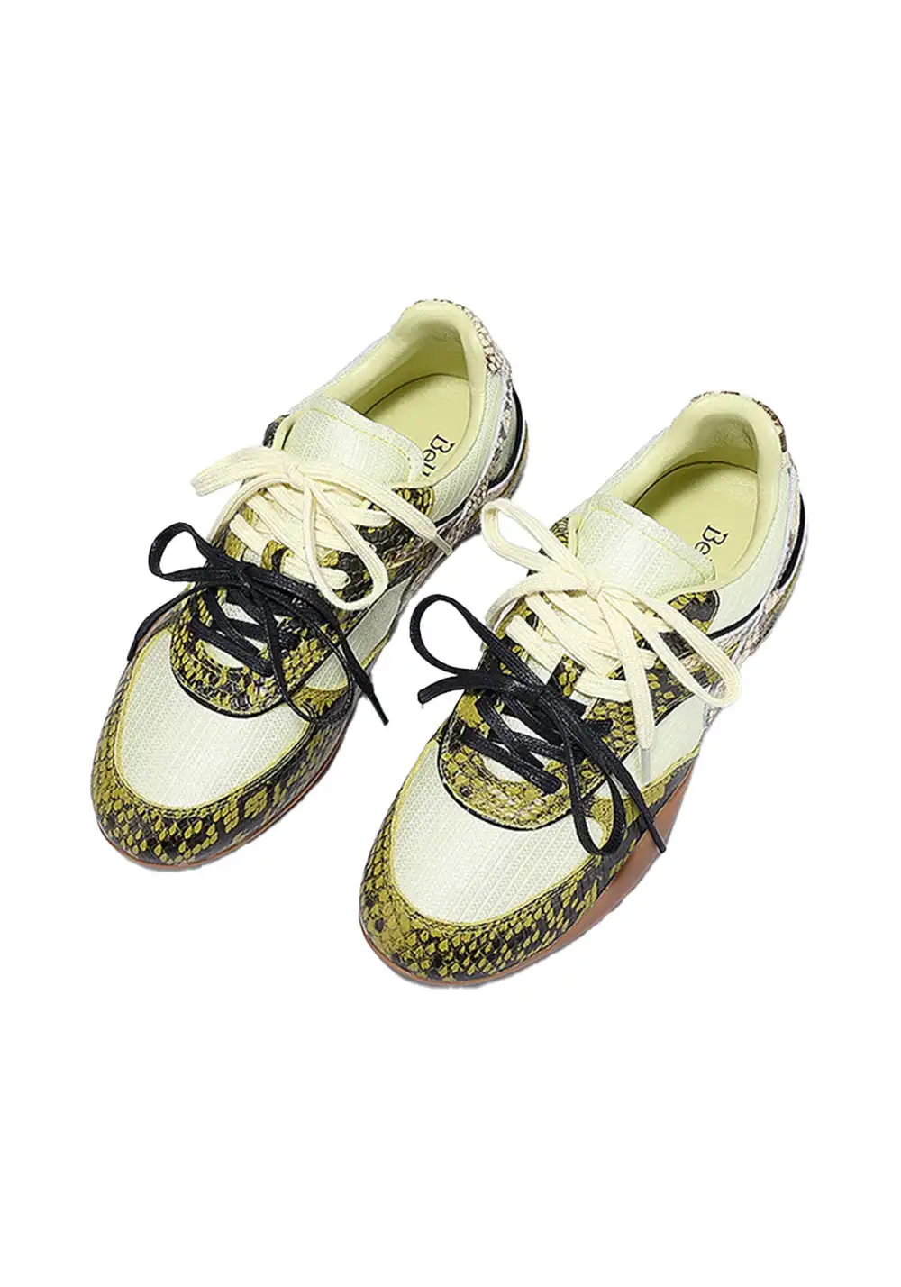 BellaLily丨Snake-Print Mesh Retro Running Shoes-Green