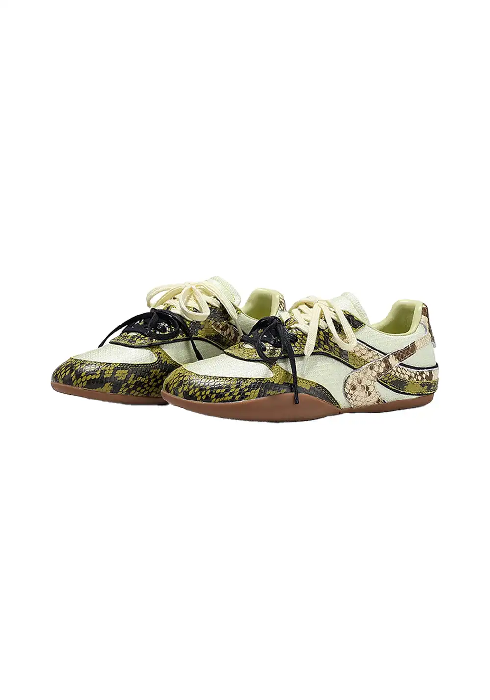 BellaLily丨Snake-Print Mesh Retro Running Shoes-Green