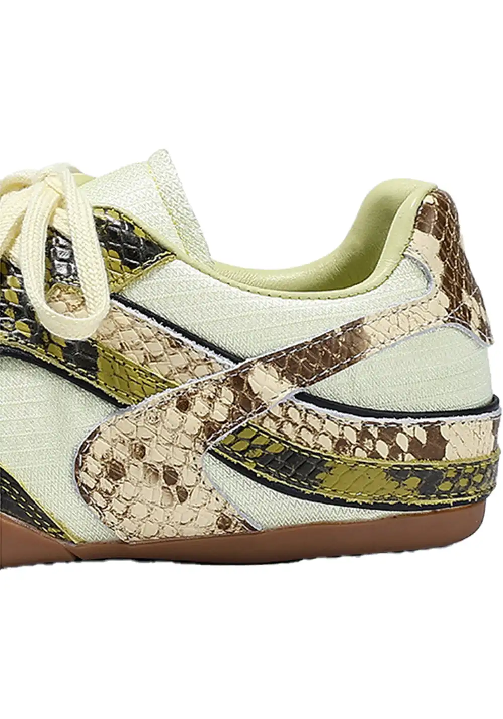 BellaLily丨Snake-Print Mesh Retro Running Shoes-Green