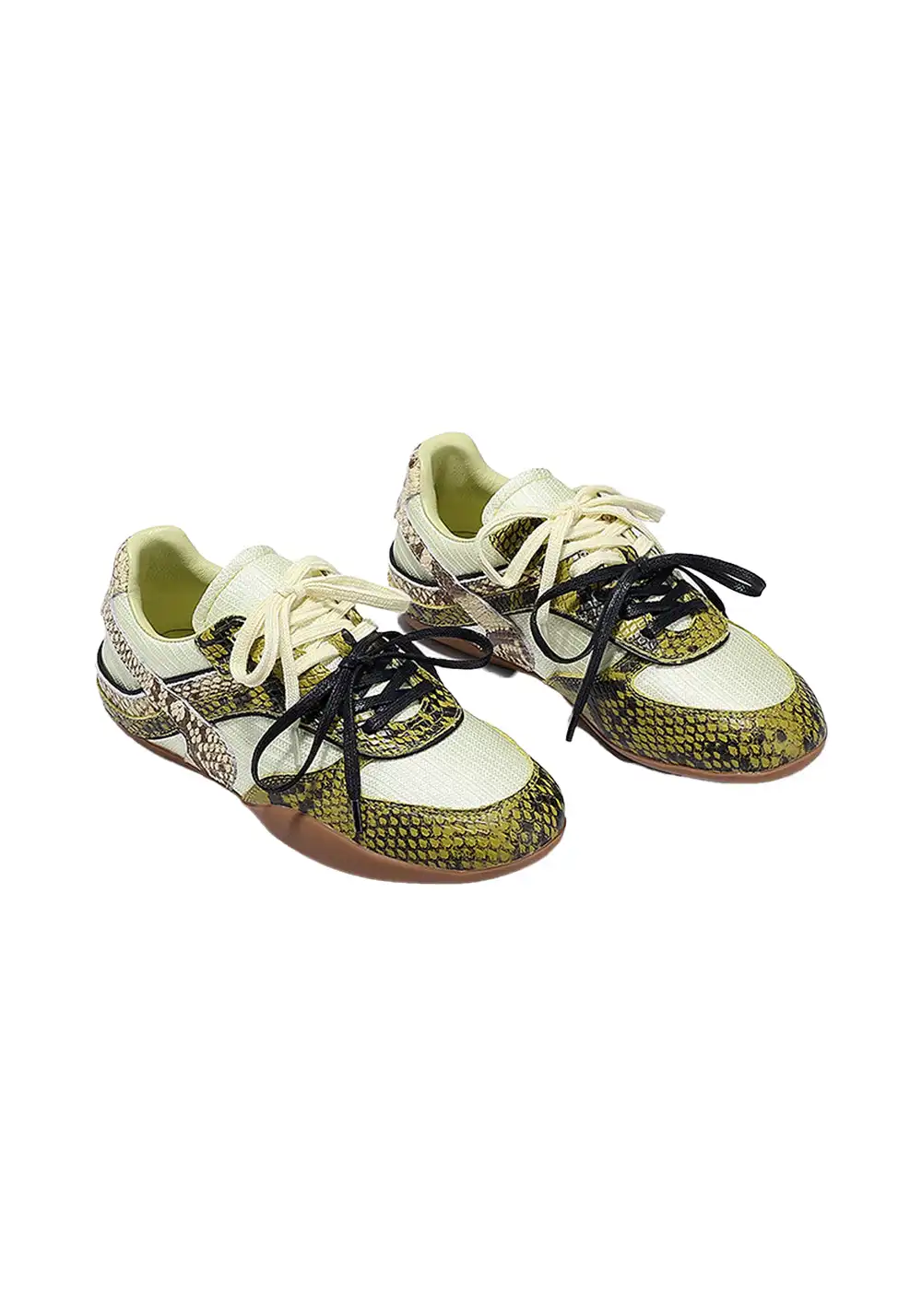BellaLily丨Snake-Print Mesh Retro Running Shoes-Green