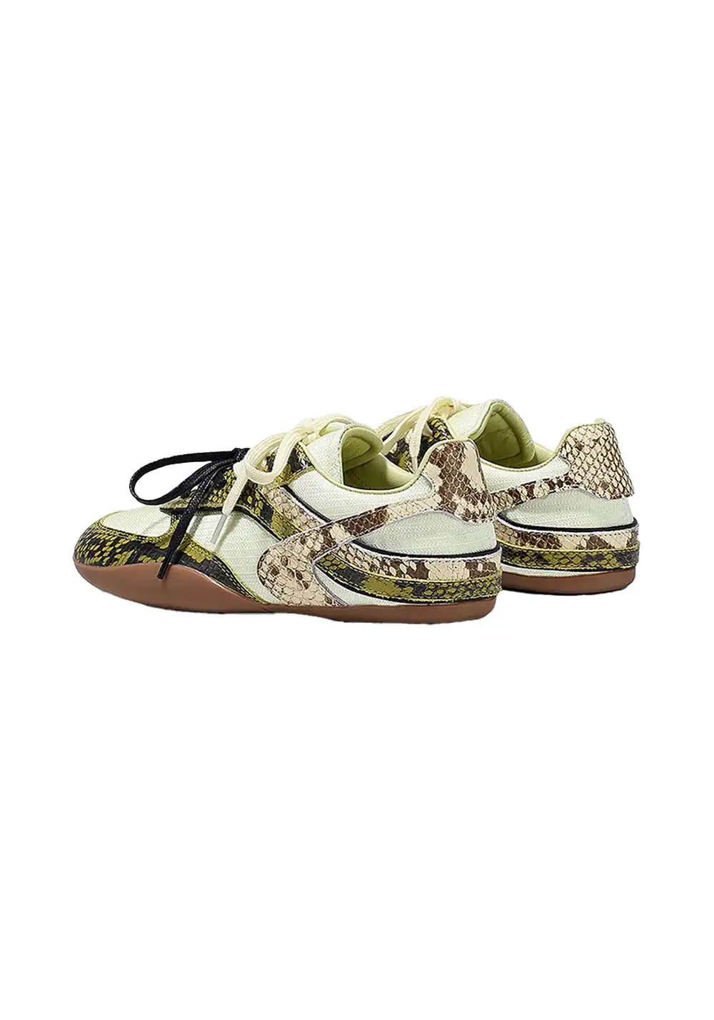 BellaLily丨Snake-Print Mesh Retro Running Shoes-Green