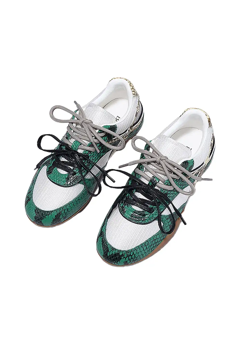 BellaLily丨Snake-Print Mesh Retro Running Shoes-Emerald Green