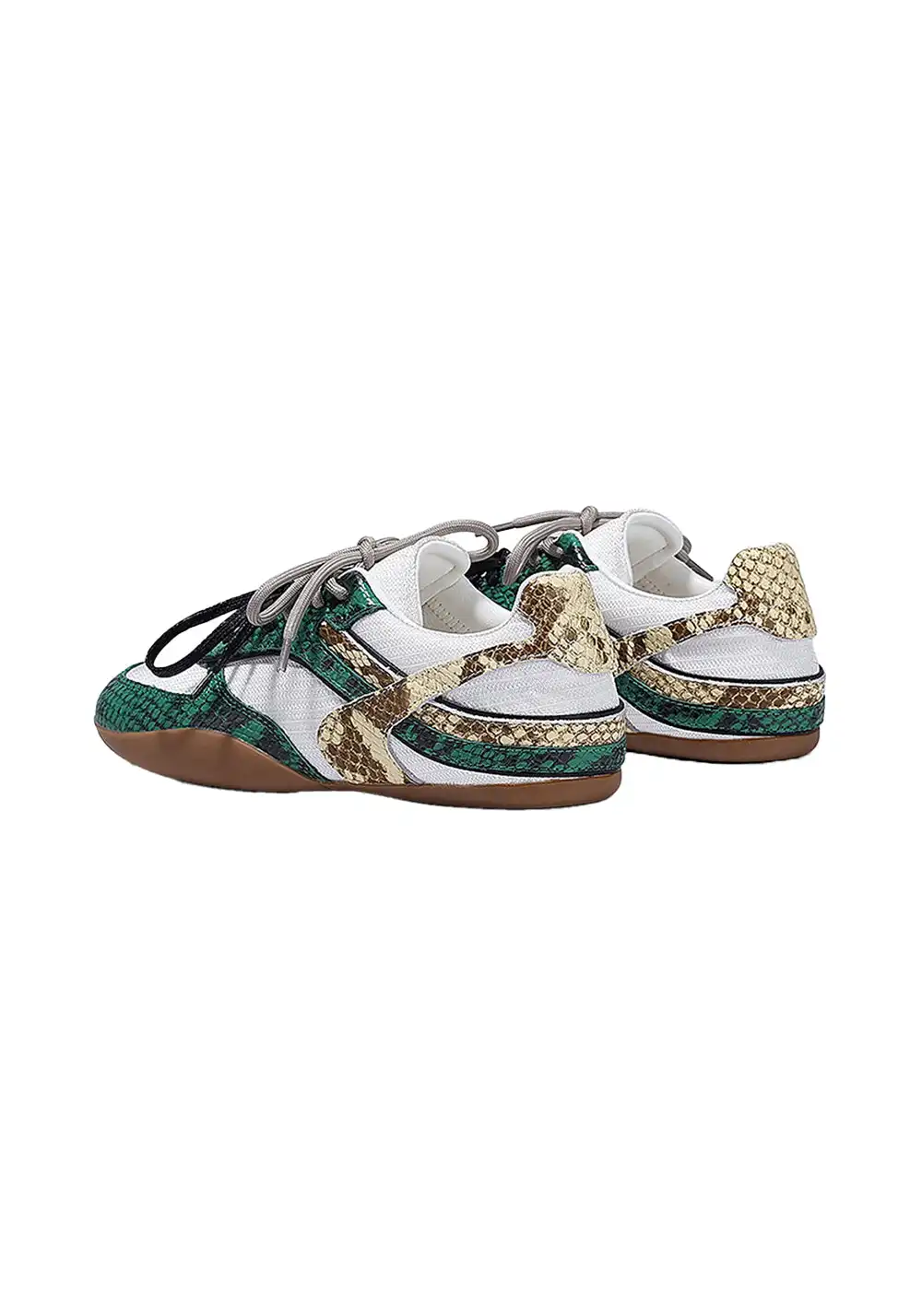 BellaLily丨Snake-Print Mesh Retro Running Shoes-Emerald Green