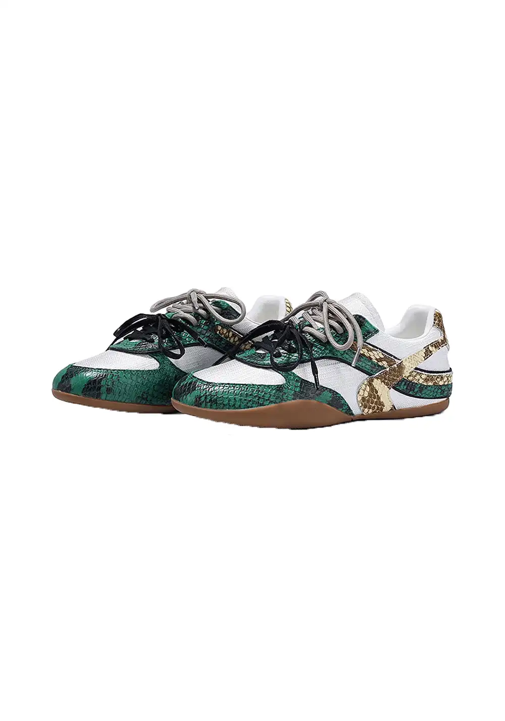 BellaLily丨Snake-Print Mesh Retro Running Shoes-Emerald Green
