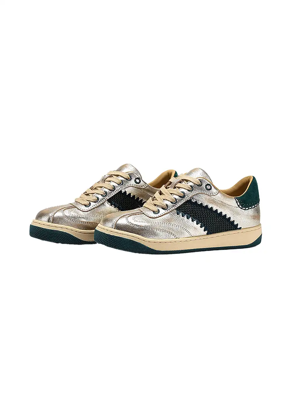 BellaLily丨Gold Accent Low-Top Training Shoes-Green&Silver