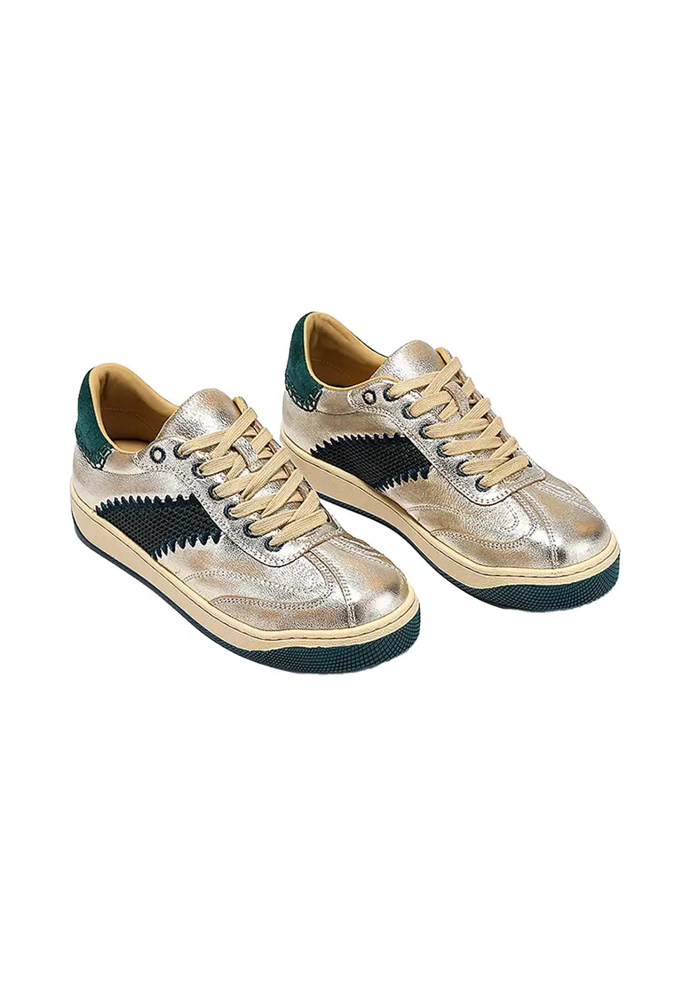 BellaLily丨Gold Accent Low-Top Training Shoes-Green&Silver