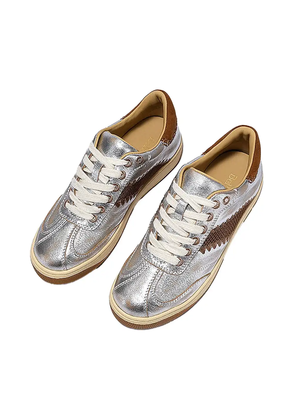 BellaLily | Gold Accent Low-Top Training Shoes-Silver&Brown