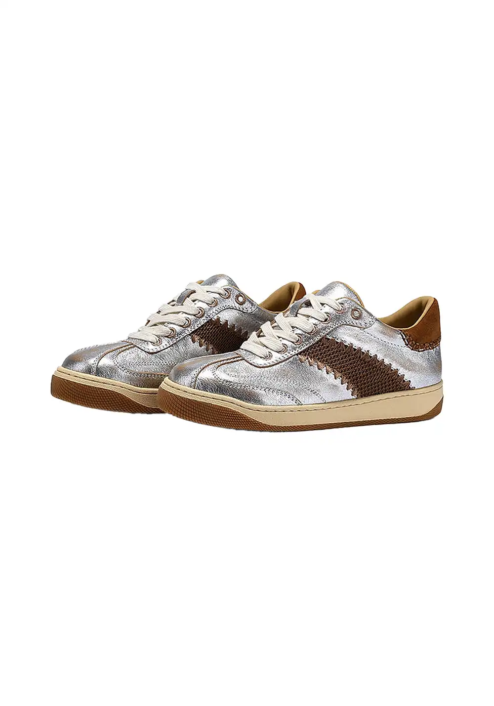 BellaLily | Gold Accent Low-Top Training Shoes-Silver&Brown