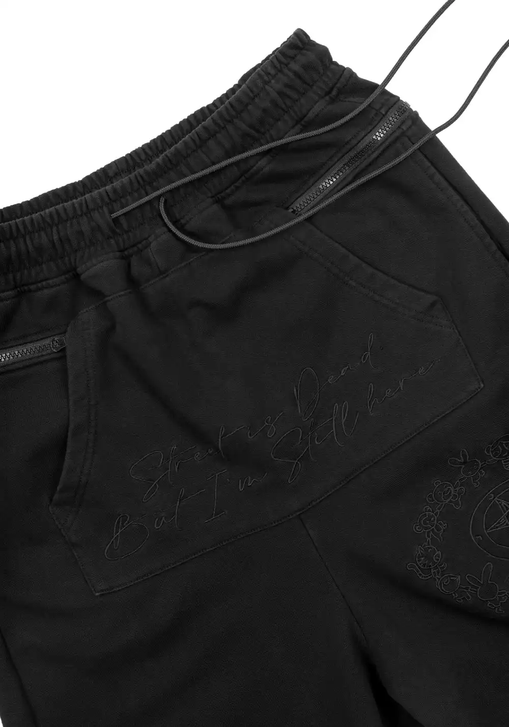 FVVO丨"Street Is Dead" Monochrome Tracksuit-Black PANTS