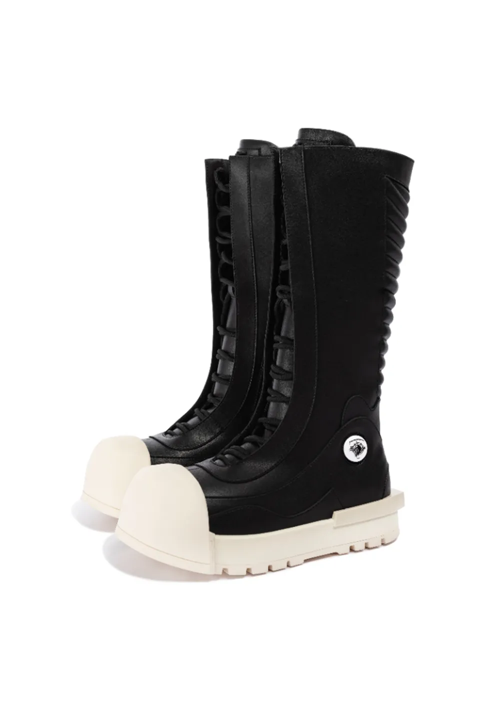 FVVO丨Ironclad Beetle PU Black Leather Boots-High