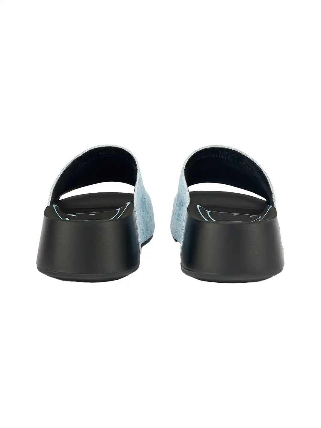 SMILEY | Blue Monogram Platform Slide Sandals
