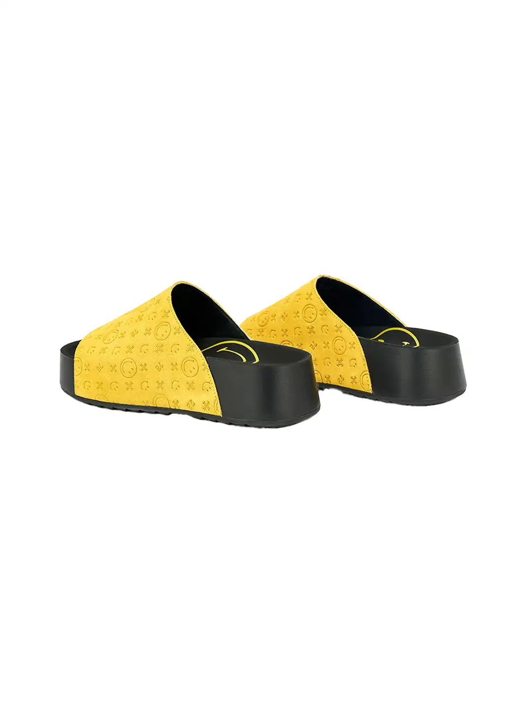SMILEY | Yellow Monogram Platform Slide Sandals