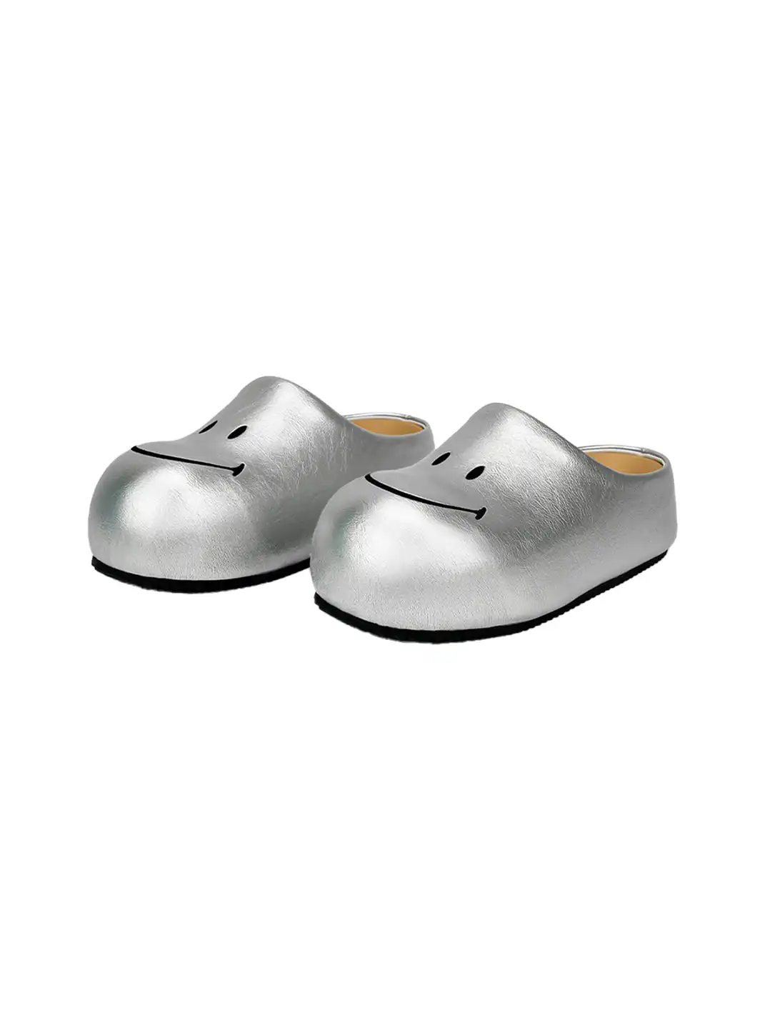 SMILEY | Chunky Slip-On Mule Sandals-Silver