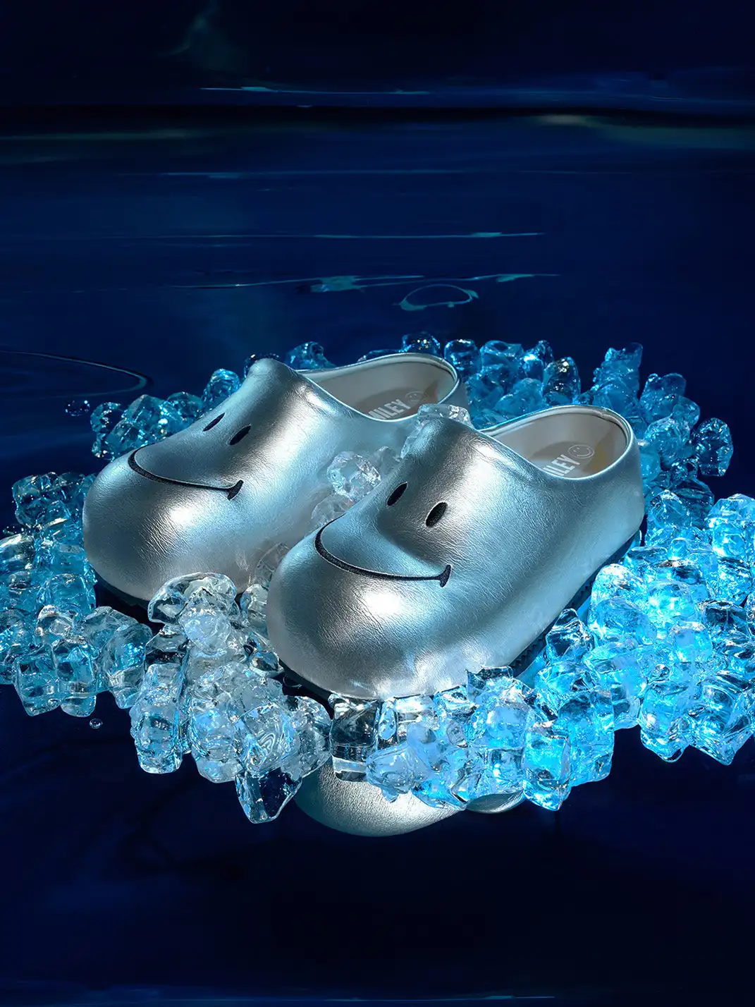 SMILEY | Chunky Slip-On Mule Sandals-Silver